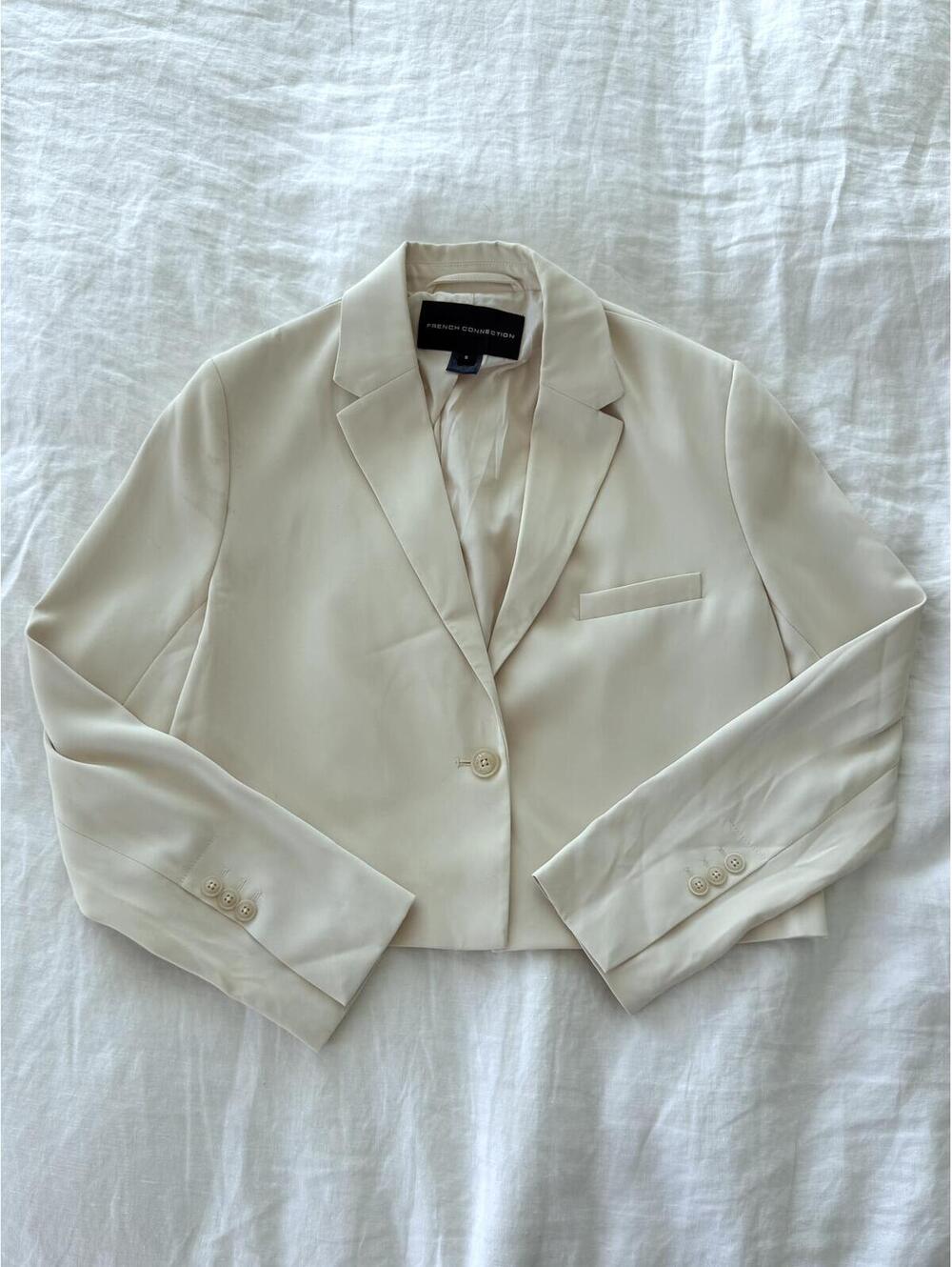 French Connection Cream White Cropped Blazer